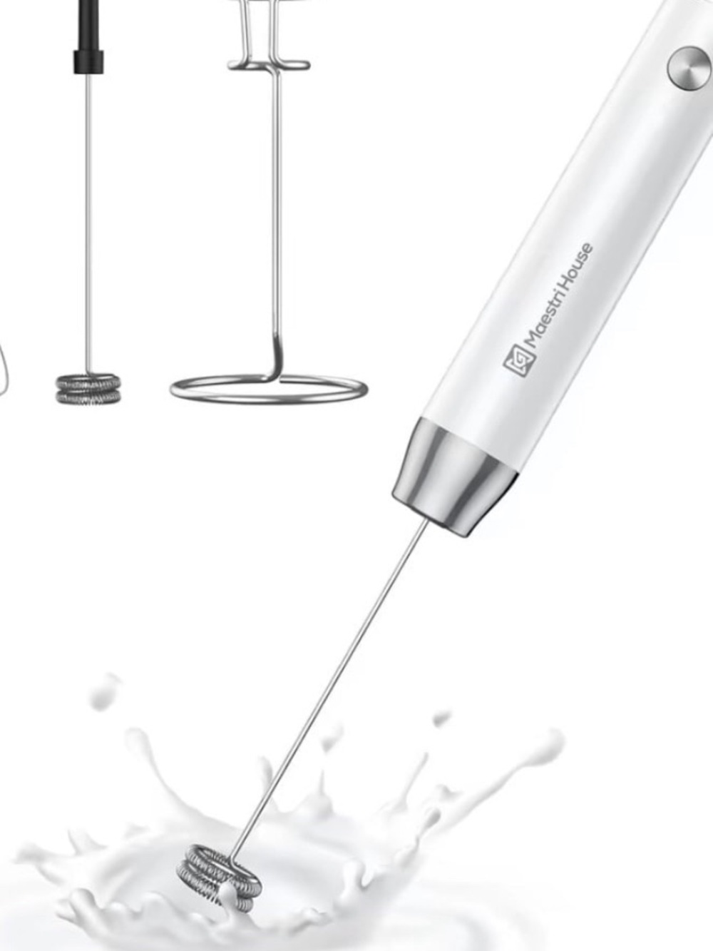 Rechargeable Handheld Milk Frother - White